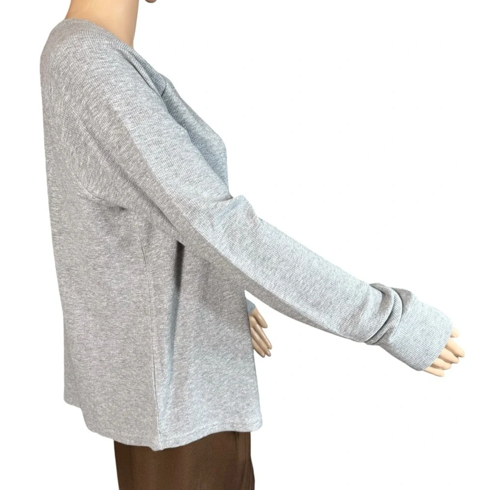 NWT New Three Dots Long Sleeve Henley Grey Top Size XL - Picture 3 of 8